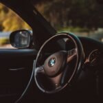 black bmw car steering wheel