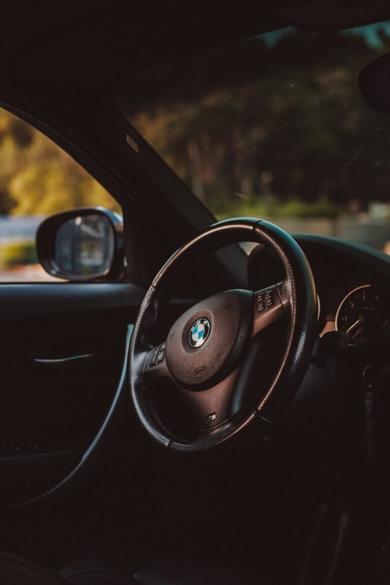 black bmw car steering wheel